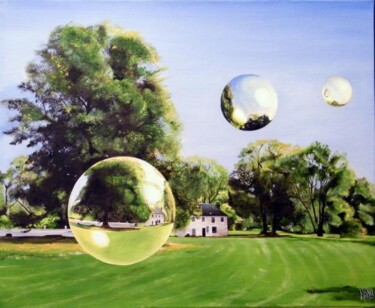 Peinture intitulée "Octobre en Normandie" par Manu Surreabulliste, Œuvre d'art originale, Huile Monté sur Châssis en bois
