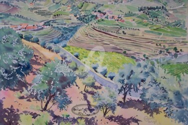 Peinture intitulée "Paysage du haut Dou…" par Claude Marchalot, Œuvre d'art originale, Huile