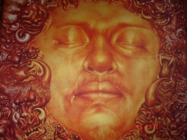 Painting titled "Meditation" by Nipon Jungkina, Original Artwork, Oil