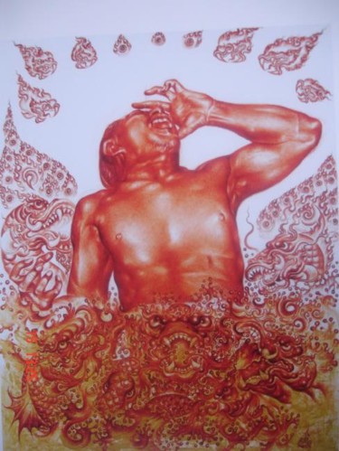 Painting titled "Pain 2" by Nipon Jungkina, Original Artwork, Oil