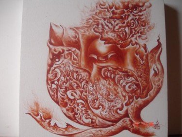 Painting titled "Dominate 2" by Nipon Jungkina, Original Artwork, Oil