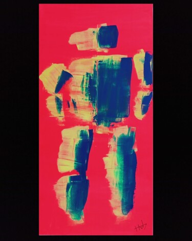Malerei mit dem Titel "L'ÊTRE CINÉMATION" von Hab Le Hibou, Original-Kunstwerk, Acryl Auf artwork_cat. montiert