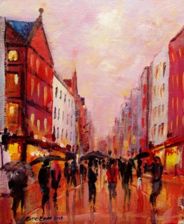 Malerei mit dem Titel "Grafton Street Bust…" von Bill O'Brien, Original-Kunstwerk, Öl
