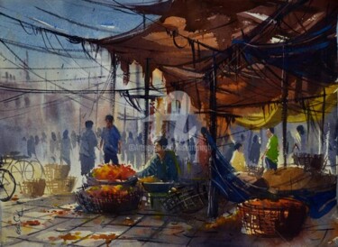Painting titled "Hyderabad_gudimalka…" by Kishore Singh, Original Artwork, Oil