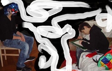 Peinture intitulée "pose croquis collég…" par Dominique De Roo, Œuvre d'art originale