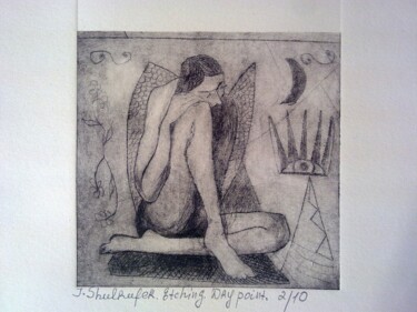 Printmaking titled "the angel" by Janna Shulrufer, Original Artwork, Engraving