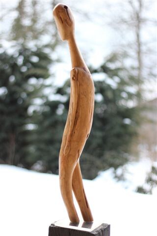 Sculpture intitulée "L'homme qui va de l…" par Max Bernard, Œuvre d'art originale, Bois