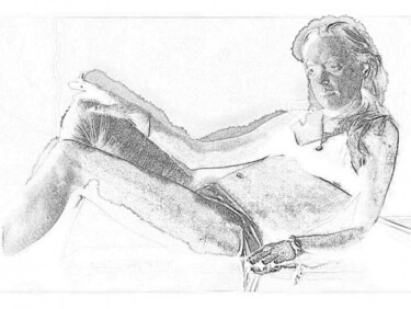 Collages intitulée "FEMME ALLONGEE" par Nicolas Malaize (Nicou), Œuvre d'art originale