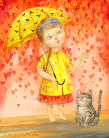Love rain / Не прячься от любви Peinture intitulée "Love rain / Не пряч…" par Natalia Derevianko, Œuvre d'art originale, Huile