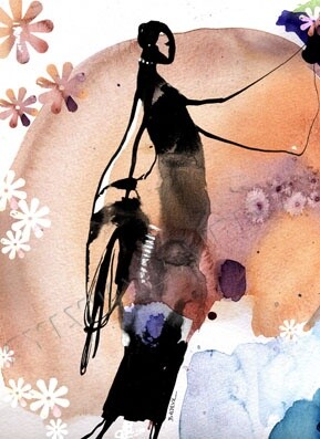 Illustration de mode - Africaine 제목이 "Illustration de mod…"인 디지털 아트 Sylvia Baldeva로, 원작, 디지털 페인팅