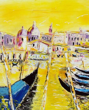 Peinture intitulée "L'embarcadère" par Franck Mugnie, Œuvre d'art originale