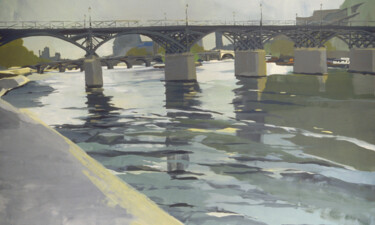 N°32 : La Passerelle des Arts Peinture intitulée "N°32 : La Passerell…" par Michelle Auboiron, Œuvre d'art originale, Acrylique Monté sur Châssis en bois