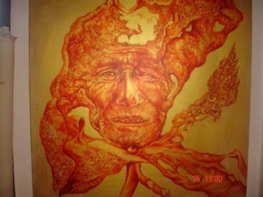 Painting titled "Time and body 2" by Nipon Jungkina, Original Artwork, Oil