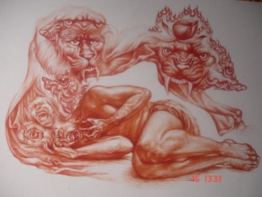 Painting titled "Wrap" by Nipon Jungkina, Original Artwork, Oil