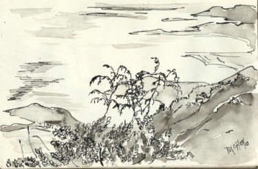 图画 标题为“Vue du Fort de la R…” 由Diane Medus, 原创艺术品, 墨