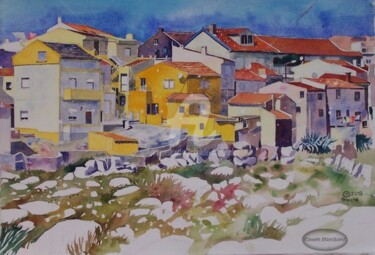 Peinture intitulée "Peniche, la vieille…" par Claude Marchalot, Œuvre d'art originale, Huile