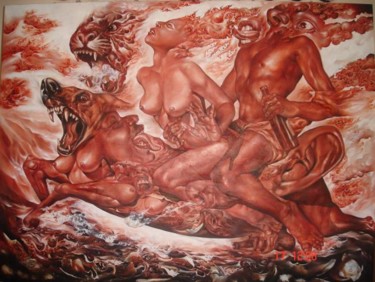 Painting titled "Form,Flavor,Smell,S…" by Nipon Jungkina, Original Artwork, Oil