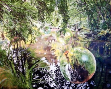 Peinture intitulée "SERENITE" par Manu Surreabulliste, Œuvre d'art originale, Huile Monté sur Châssis en bois