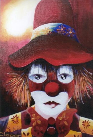 제목이 "Clown rouge"인 미술작품 Cloper로, 원작, 기름