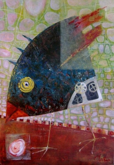 绘画 标题为“bird with egg” 由Artūras Tamašauskas, 原创艺术品, 丙烯