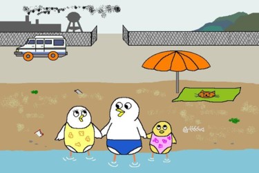 Drawing titled "Not THIS Beach!" by Kai-Yu Sun, Original Artwork