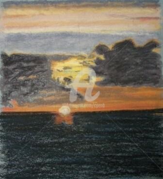Σχέδιο με τίτλο "Sunset over Mediter…" από Colette Pennarun, Αυθεντικά έργα τέχνης