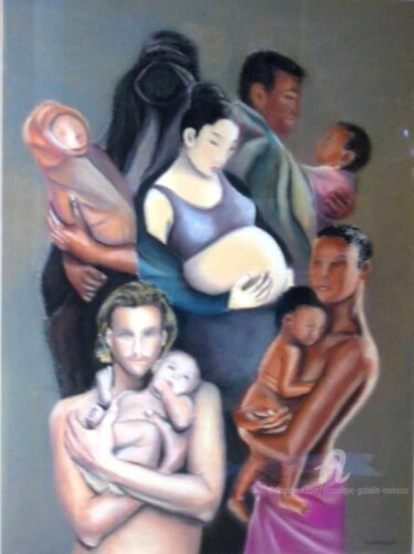 Dessin intitulée "United colours of b…" par Dominique Gobelin Mansour, Œuvre d'art originale, Pastel