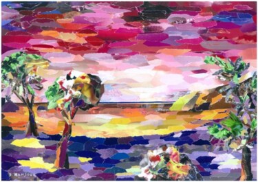 Collages intitulée "la baie du trésor" par Dominique Gobelin Mansour, Œuvre d'art originale