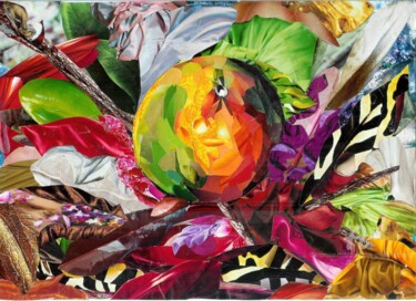 Collages intitulée "été indien" par Dominique Gobelin Mansour, Œuvre d'art originale