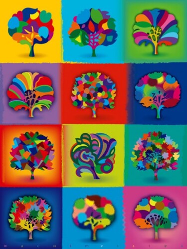 제목이 "Spring Trees"인 디지털 아트 Bernd Wachtmeister로, 원작, 디지털 페인팅
