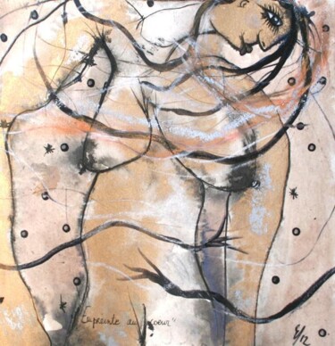 Dessin intitulée "Empreinte au coeur" par Emilie Teillaud, Œuvre d'art originale