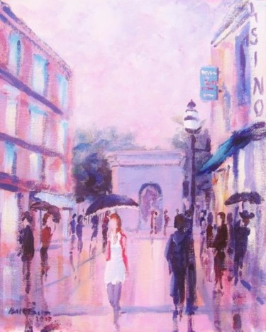 Pintura titulada "Grafton St. Showers." por Bill O'Brien, Obra de arte original, Oleo