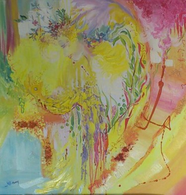 Peinture intitulée "Elfe au diamant" par Nanou, Œuvre d'art originale, Huile