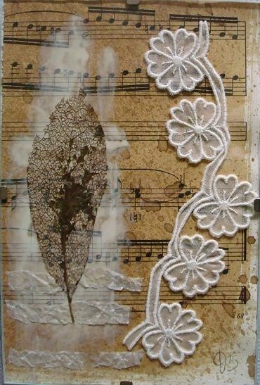 Collages intitulée "Feuille filigranée" par D A N ' I M A G ' I N, Œuvre d'art originale