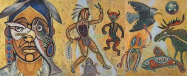 RITUEL TOTEMIQUE Peinture intitulée "RITUEL TOTEMIQUE" par Jean-Luc Osswald, Œuvre d'art originale, Acrylique