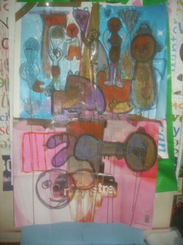 Peinture intitulée "PARACHUTE DOREE ." par Nicolas Malaize (Nicou), Œuvre d'art originale