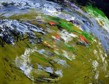 Peinture intitulée "cosmique 1  -  114X…" par Fabrice Plisson, Œuvre d'art originale, Huile Monté sur Châssis en bois