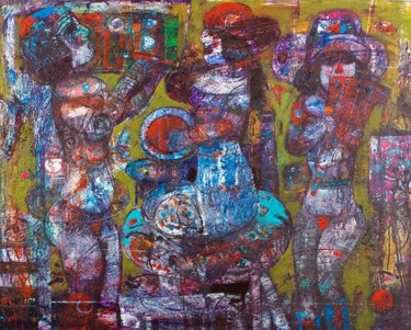 Pintura titulada "Tired from our jour…" por Mustafa Delioglu, Obra de arte original, Oleo