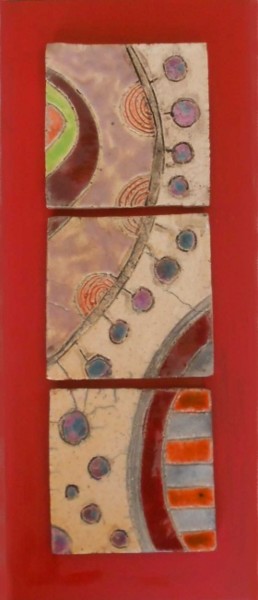 Design intitulée "tryptique rouge" par Armelle Colombier, Œuvre d'art originale