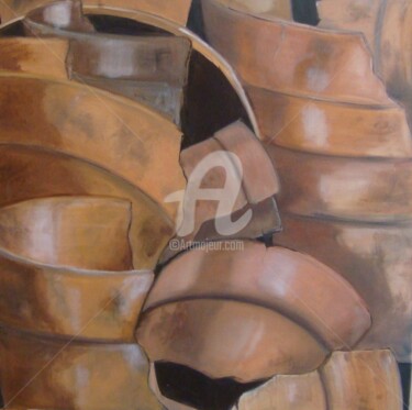 Peinture intitulée "un tas de pots cass…" par Sbx, Œuvre d'art originale