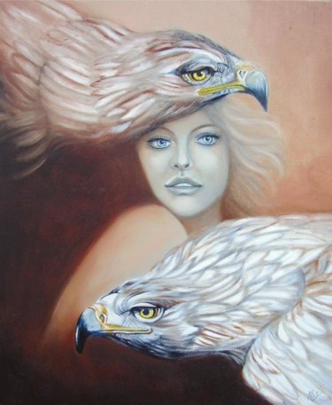Peinture intitulée "Aigles" par Alix, Œuvre d'art originale, Huile