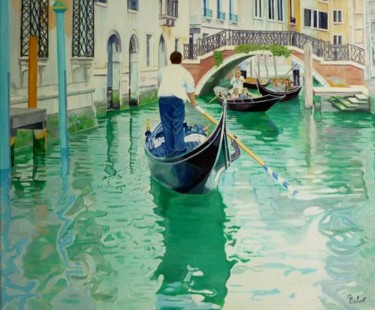 Peinture intitulée "Canaux de Venise na…" par Christian Robert, Œuvre d'art originale, Huile Monté sur Châssis en bois