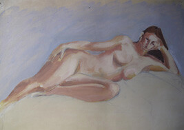 Schilderij getiteld "Nudo disteso" door Alessandra Dalla Rosa, Origineel Kunstwerk, Olie