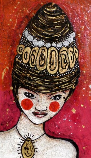 Peinture intitulée "Venue d'ailleurs" par Karine Garelli (Reds Robin), Œuvre d'art originale, Acrylique