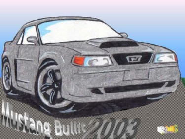 Dessin intitulée "MUSTANG BULLIT 2003" par Dany Beaudry, Œuvre d'art originale
