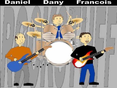 Dessin intitulée "Mon goupe de musique" par Dany Beaudry, Œuvre d'art originale