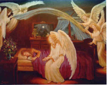 제목이 "Bedroom angels"인 미술작품 Marcel Lorange로, 원작, 기름