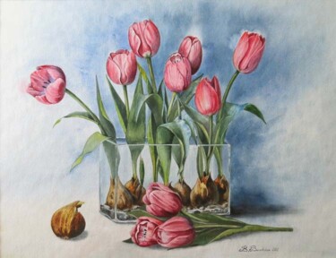 Painting titled "Тюльпаны" by Valentina Valevskaya, Original Artwork, Oil