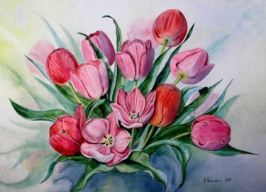 Painting titled "Тюльпаны-2" by Valentina Valevskaya, Original Artwork, Oil