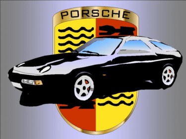 Dessin intitulée "porshe 928 1990" par Dany Beaudry, Œuvre d'art originale